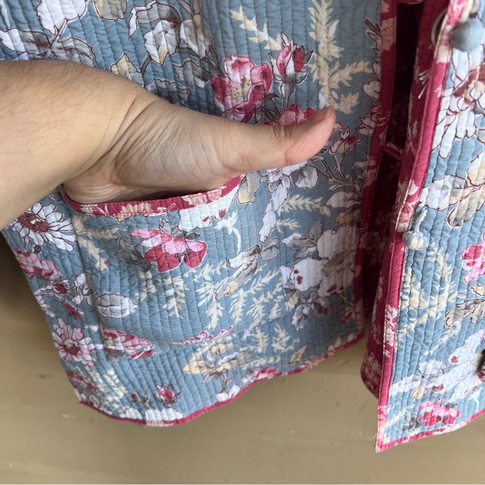 Reversible Cotton Quilted Patchwork Print Jacket … - image 3